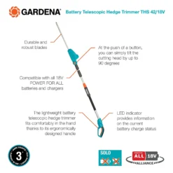 GARDENA Telescopic Cordless 18V Hedge Trimmer -Flymo Sales Store 13524827 1334936344375021