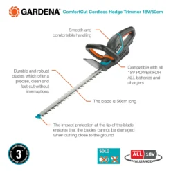 GARDENA ComfortCut Cordless 18V 50 Hedge Trimmer -Flymo Sales Store 13524828 1365049587635227