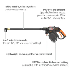 Worx Nitro Brushless Hydroshot Cordless Pressure Washer -Flymo Sales Store 14537894 6565044395731637